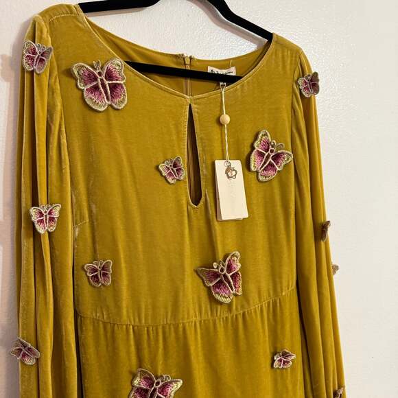 NEW For Love & Lemons Velvet Butterfly Mini Dress w/ Tags Metallic Dresses med - Picture 7 of 7